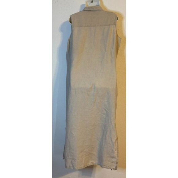 Valerie Stevens Pure Linen Button-Down Sleeveless Lagen Look Shirt Dress Size 16 - Picture 2 of 13